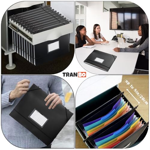 TRANBO 7-Pockets Hanging File Folder with Retractable Hooks for Filing Cabinet, Letter Size Expandable Accordion File Organizer with Elastic Band for File Frame or On-The-Go Use (3 Pack) - Image 3
