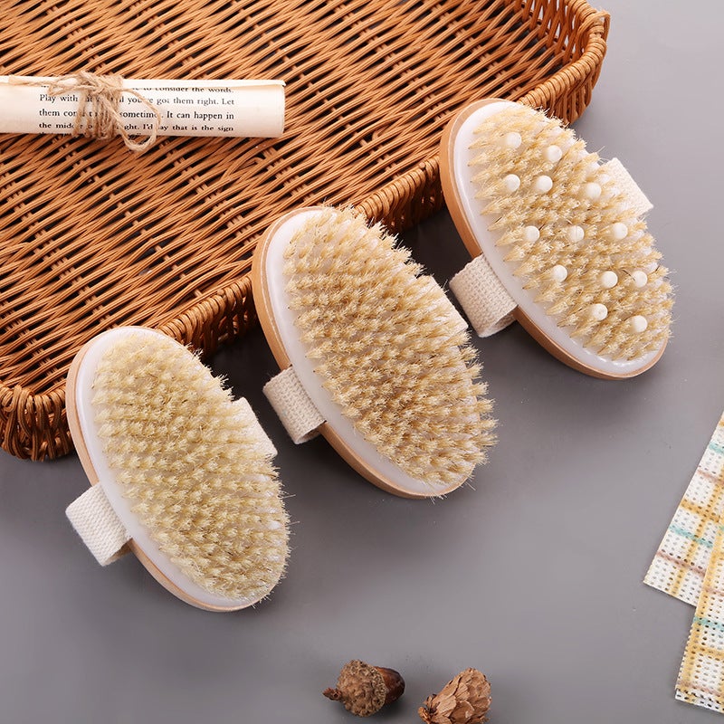Massage Body Brush Wet or Dry Brushing Body Exfoliating Bath Brush Natural Bristles Cellulite Shower Brush for Removing Dead Skin Cellulite Lymph Lymphatic Drainage - Image 2
