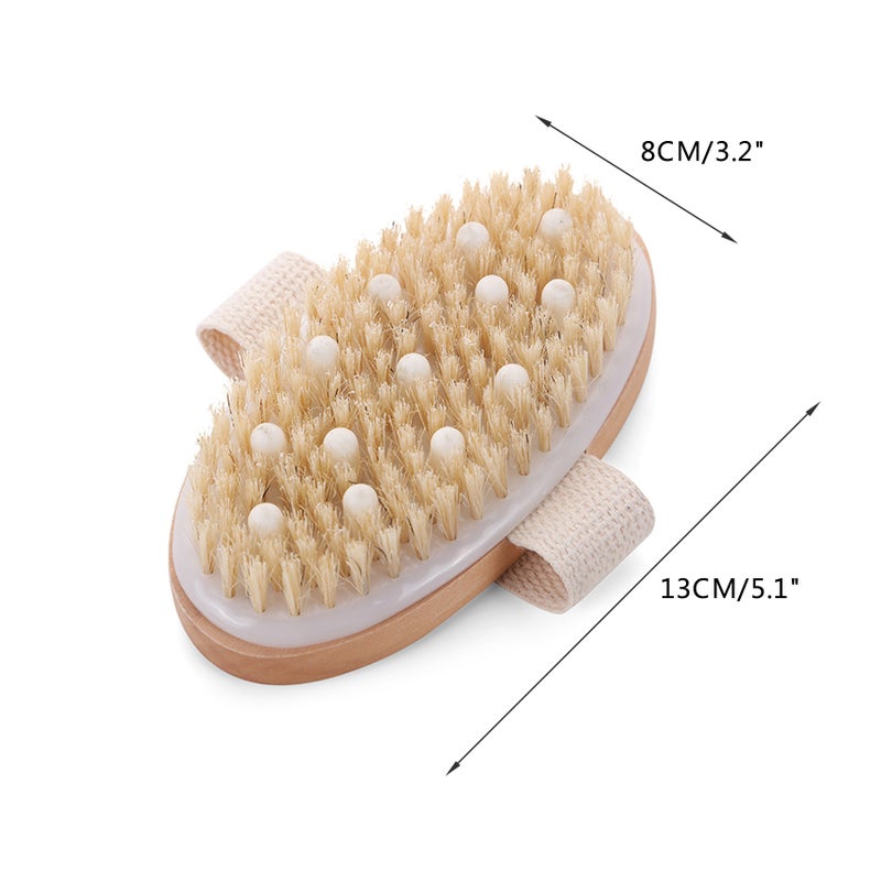 Massage Body Brush Wet or Dry Brushing Body Exfoliating Bath Brush Natural Bristles Cellulite Shower Brush for Removing Dead Skin Cellulite Lymph Lymphatic Drainage - Image 4