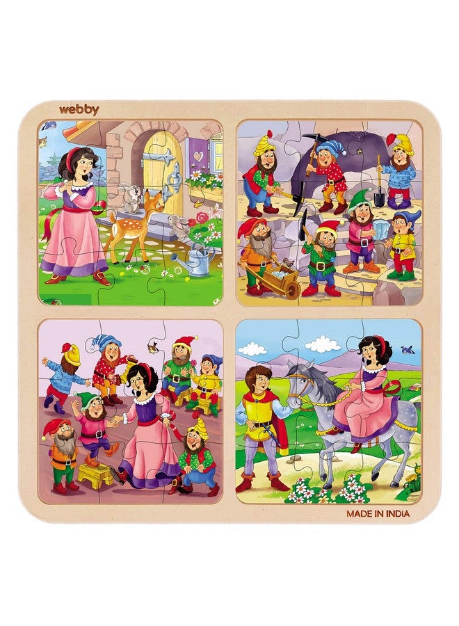 Webby Kid 4 in 1 Snow White Wooden Puzzle Toy, 36 Pcs - Image 1