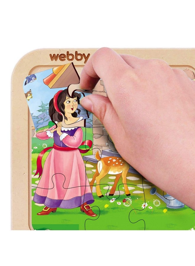 Webby Kid 4 in 1 Snow White Wooden Puzzle Toy, 36 Pcs - Image 2