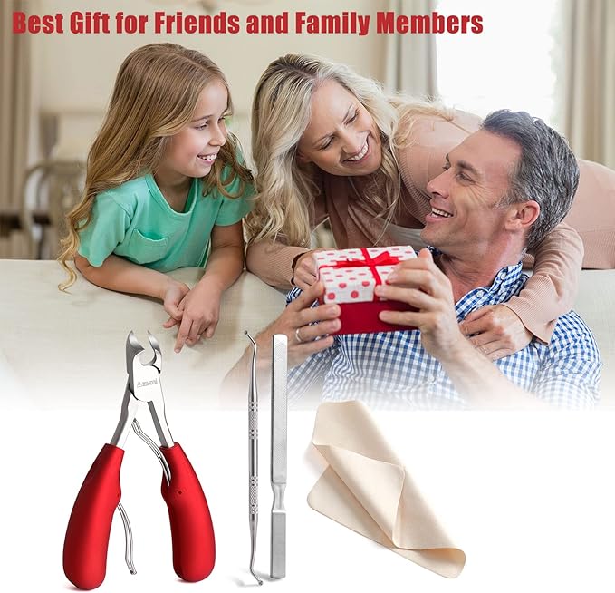 Toe Nail Clippers for Thick Nails Heavy Duty Toenail Scissors Cutters Kit with Nail File Nail Hook Sharp Curved Blades Wide Jaw Opening Soft Handle