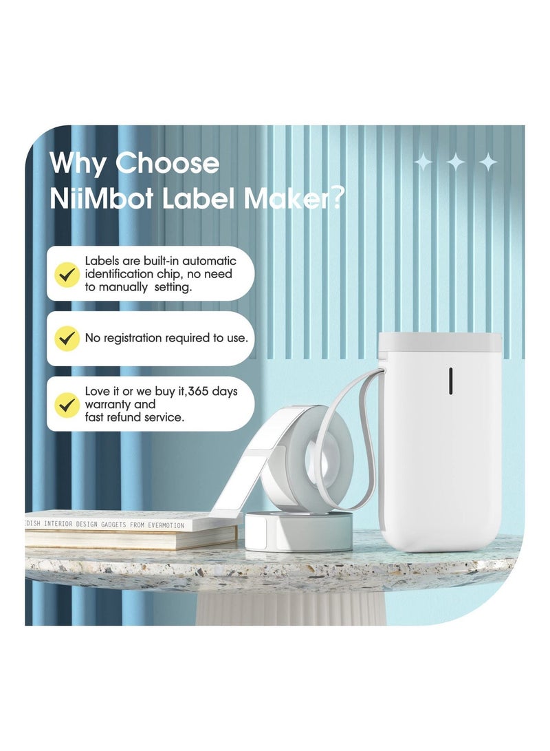 Mini Label Maker Machine, Portable Thermal Label Printer with 1 Rolls Thermal Paper Handheld Name Price Sticker Printer BT Wireless Connection for Home Office Kitchen Supermarket Store - Image 2