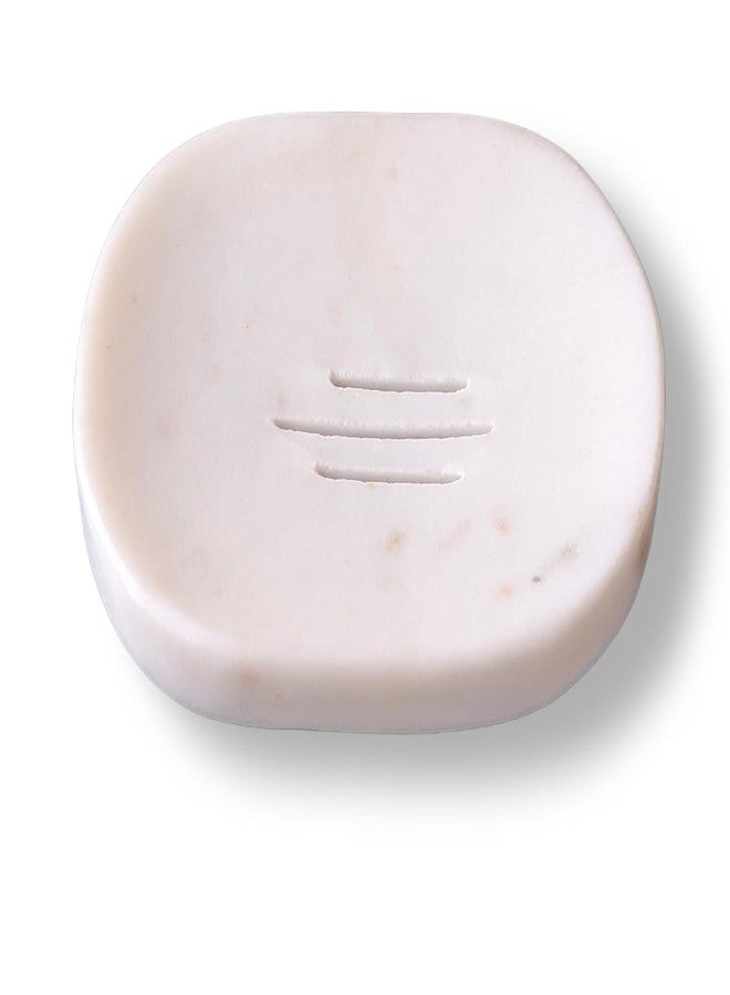 MBSC Handcrafted Natural Marble Soap Dish for Bathtub, Wash Basin | White Marble Stone Soap Holder for Bathroom & Kitchen in Oval Shape | Bath Accessories - Image 1