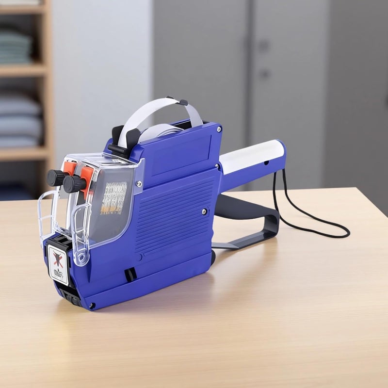 2 Line 20 Bit Mx-6600 Label Sticker Machine Kit, 5 Rolls, And Ink Roller, Smooth Easy Printing, Blue Label Maker For Retail - Image 4