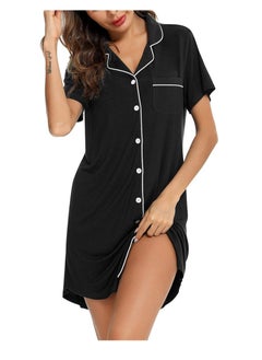 Nightgown for Women Sleep Shirt Short Long Sleeve Sleepwear Boyfriend Nightshirt Button Down Pajama Dress S-XXL