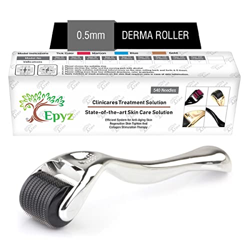 Epyz Derma Roller Cosmetic Micro Needling Instrument with 540 Needles for Acne, Skin, Hair Loss, With Free Storage Case (Silver, 0.5mm) - Image 1