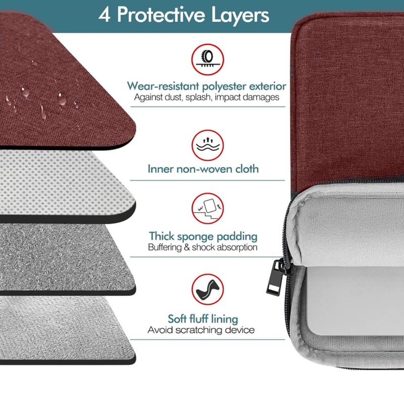 Moca حافظة جهاز لوحي مقاس 9/11 بوصة لجهاز iPad 10.2، 10.9، Air 3 iPad Pro 11 2021-2018، iPad Air 4 10.9 2020، Galaxy Tab Tab S8/S7/ A7 Lite/Tab A 10.1 (أحمر نبيذي) - Image 3