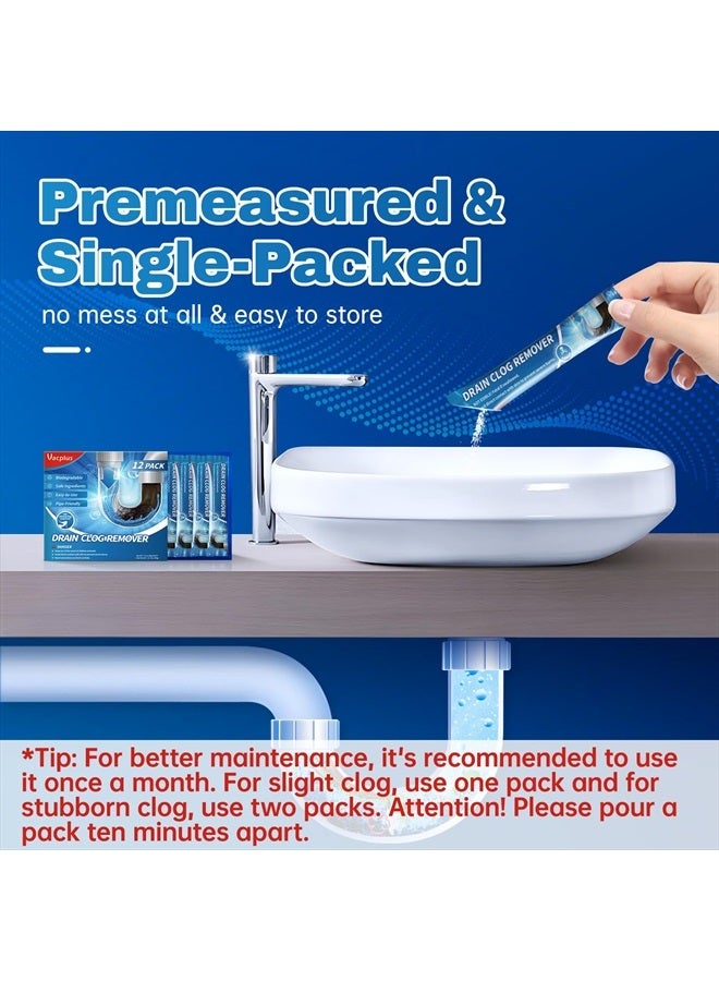 Vacplus Drain Clog Remover - 12 Pack Drain Cleaner Hair Clog Remover, Powerful Sink Drain Cleaner for Clogged Drain, Pipe-Friendly Sink Cleaner and Deodorizer - Image 4