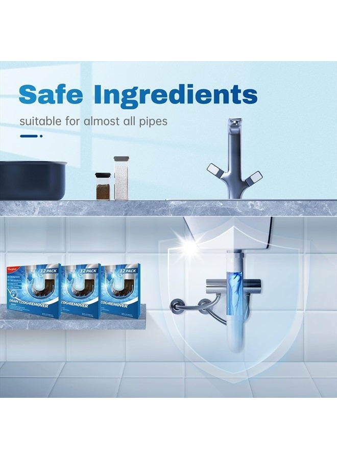 Vacplus Drain Clog Remover - 12 Pack Drain Cleaner Hair Clog Remover, Powerful Sink Drain Cleaner for Clogged Drain, Pipe-Friendly Sink Cleaner and Deodorizer - Image 5