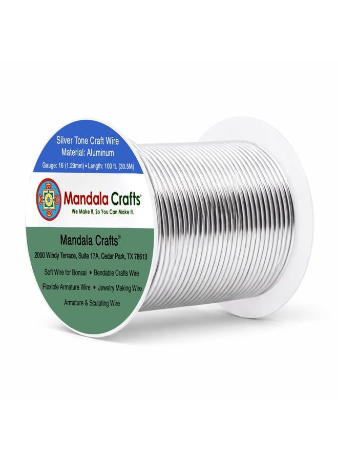 Mandala Crafts Anodized Aluminum Wire for Sculpting, Armature, Jewelry Making, Gem Metal Wrap, Garden - The Wire is Soft, Flexible, Bendable, Pliable (16 Gauge, Silver) - Image 1