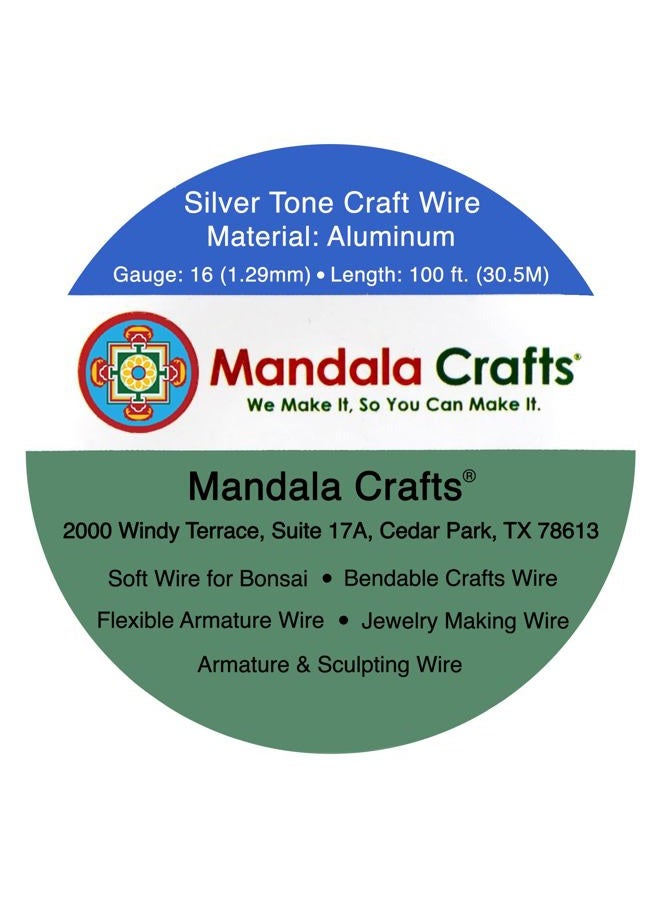 Mandala Crafts Anodized Aluminum Wire for Sculpting, Armature, Jewelry Making, Gem Metal Wrap, Garden - The Wire is Soft, Flexible, Bendable, Pliable (16 Gauge, Silver) - Image 3