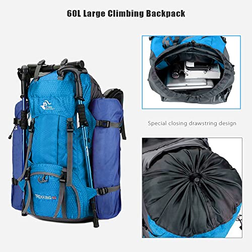 Bseash 60L Waterproof Hiking Camping Backpack with Rain Cover, Large Outdoor Sport Travel Daypack Rucksack for Climbing - Image 5