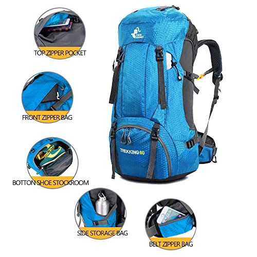 Bseash 60L Waterproof Hiking Camping Backpack with Rain Cover, Large Outdoor Sport Travel Daypack Rucksack for Climbing - Image 3