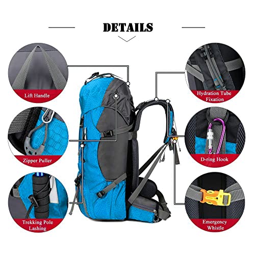 Bseash 60L Waterproof Hiking Camping Backpack with Rain Cover, Large Outdoor Sport Travel Daypack Rucksack for Climbing - Image 4