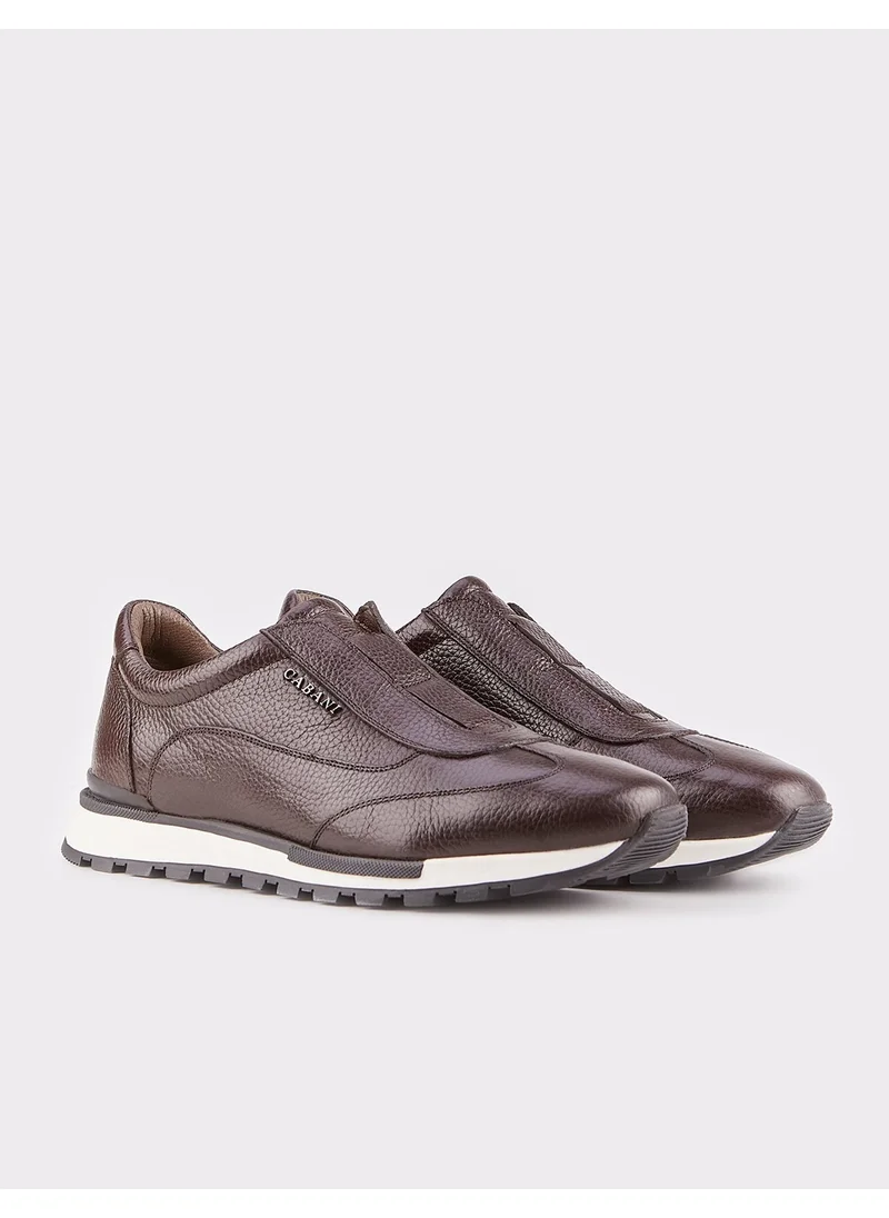 Cabani Genuine Leather Brown Lace-Up Men's Sports Shoes