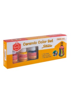 Keep Smiling Keep Smiling Ceramic Color Set, 6 Colors + Brush 25 ml - No:7256C  - Image 1