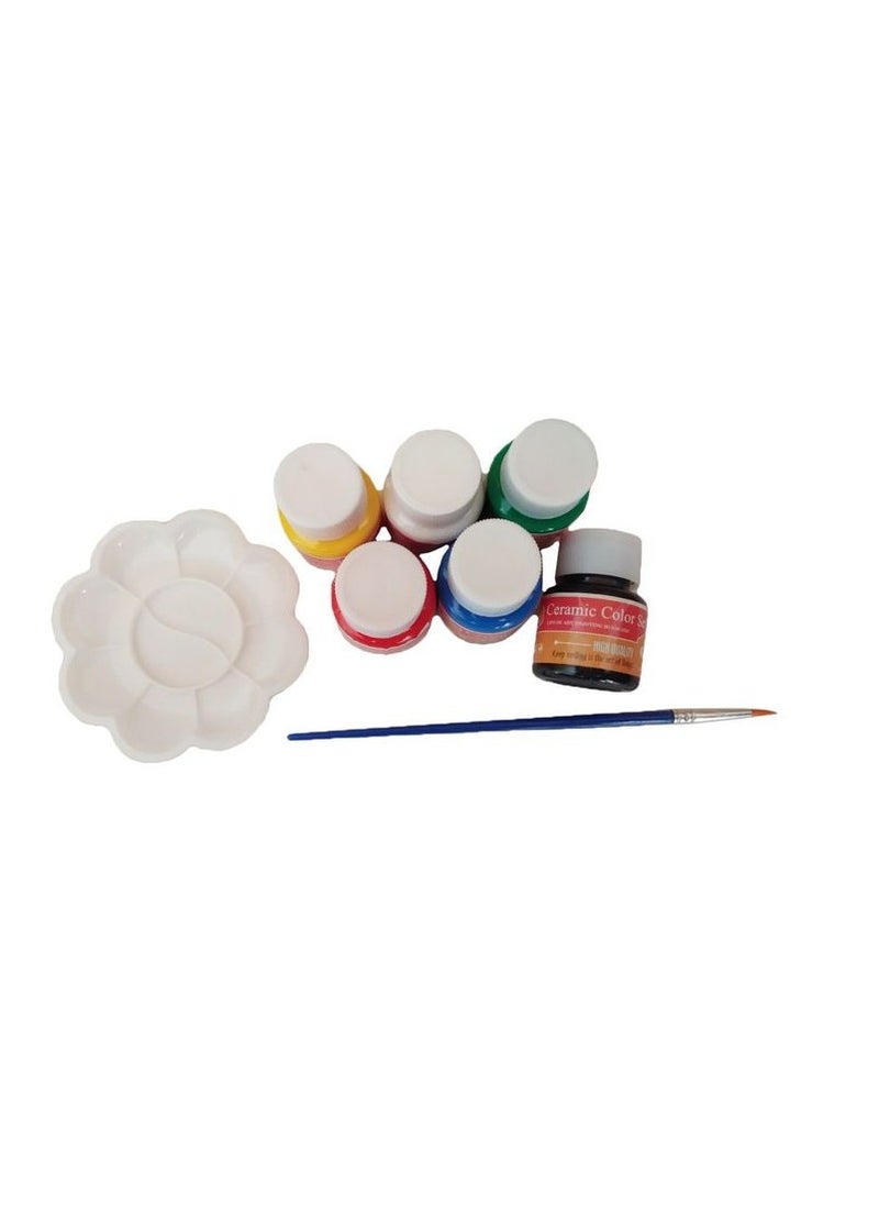 Keep Smiling - Keep Smiling Ceramic Color Set, 6 Colors + Brush 25 ml - No:7256C - Image 1