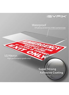 إزيفيكس ملصقات مخارج الطوارئ فقط من iSYFIX - عبوتان مقاس 10 × 7 بوصات - فينيل ذاتي اللصق ممتاز، مقاوم للأشعة فوق البنفسجية والطقس والخدش والماء والبهتان، سيصدر إنذار أمان عند فتح الباب  - Image 3