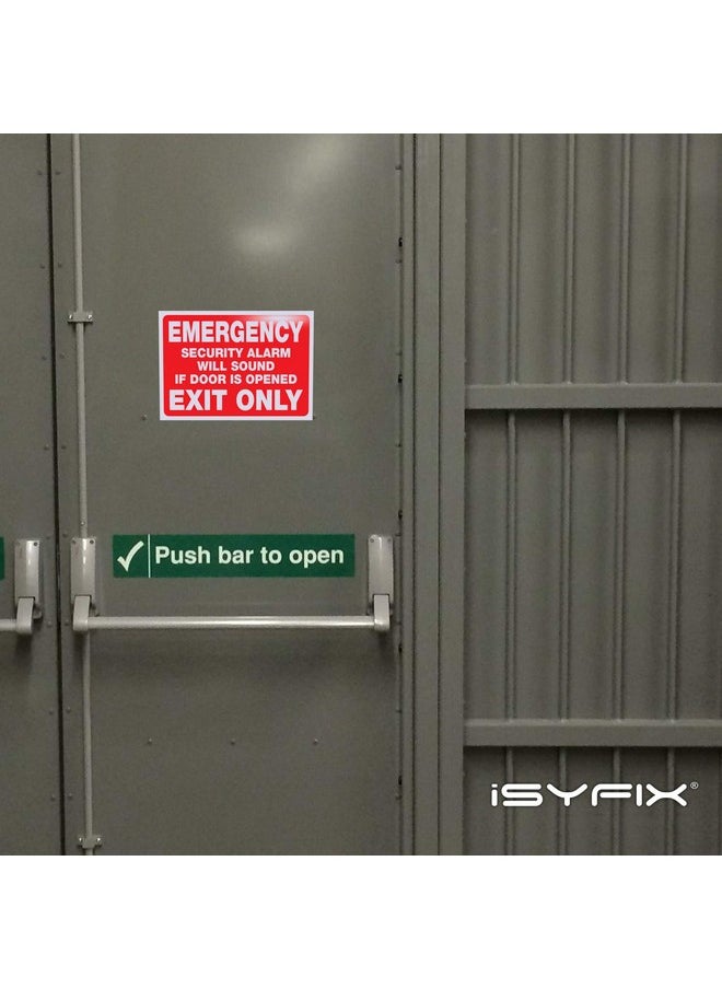 إزيفيكس ملصقات مخارج الطوارئ فقط من iSYFIX - عبوتان مقاس 10 × 7 بوصات - فينيل ذاتي اللصق ممتاز، مقاوم للأشعة فوق البنفسجية والطقس والخدش والماء والبهتان، سيصدر إنذار أمان عند فتح الباب  - Image 5