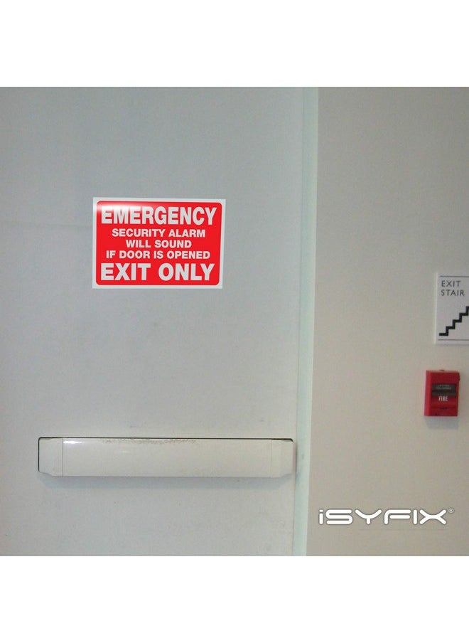 إزيفيكس ملصقات مخارج الطوارئ فقط من iSYFIX - عبوتان مقاس 10 × 7 بوصات - فينيل ذاتي اللصق ممتاز، مقاوم للأشعة فوق البنفسجية والطقس والخدش والماء والبهتان، سيصدر إنذار أمان عند فتح الباب  - Image 4
