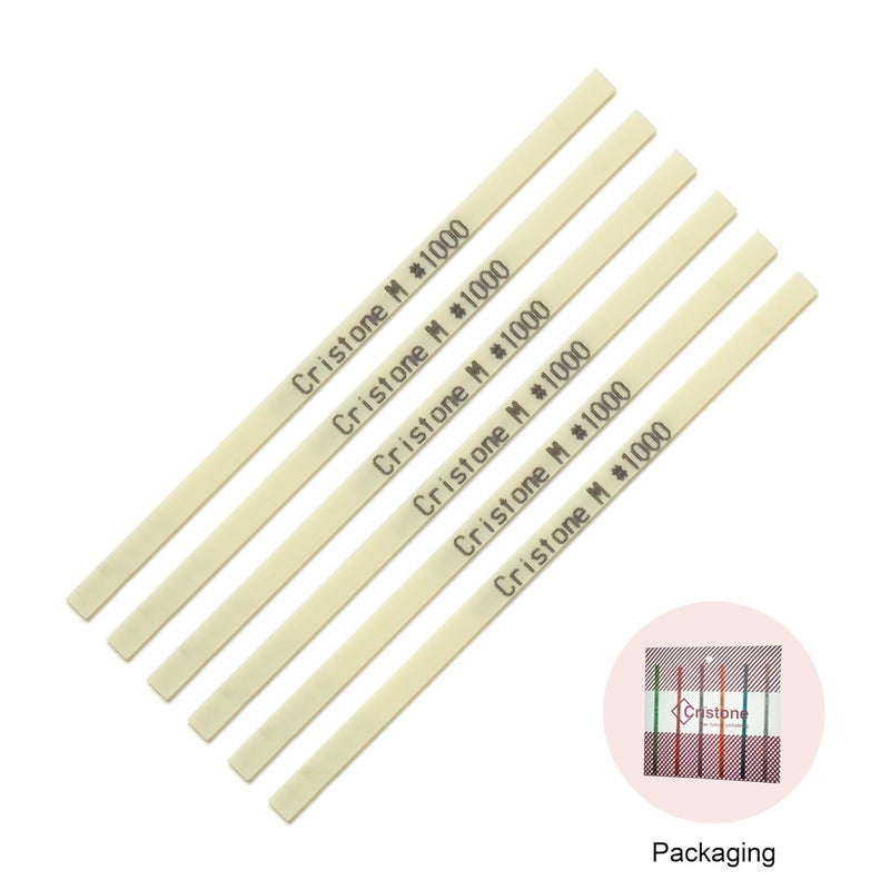 Miracle Cristone Ceramic Fiber Stones 6-Pack – 3 15/16" x 5/32" x 1/32", #1000 White – Grinding Polishing Metal Wood Plastic – Compatible with Air, Electric, Ultrasonic Tools, Hand Holders - Image 2