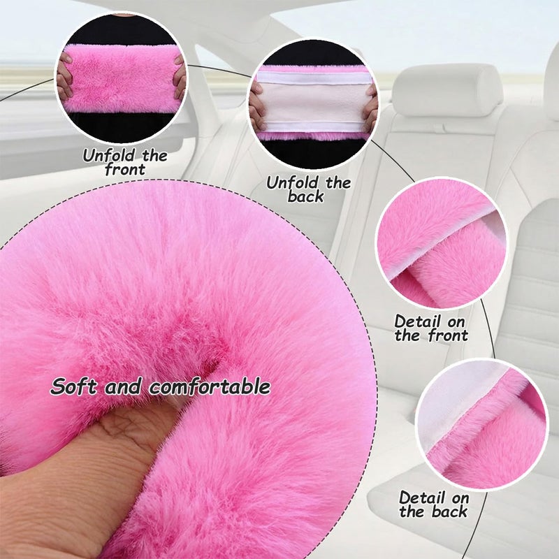 Lutoku 2-Pack Soft Plush Seatbelt Covers for Kids - Comfortable Pink Seat Belt Cushion for Newborns - Car Seat/Stroller Strap Accessories - Enhanced Driving Comfort & Protection (Pink) - Image 4