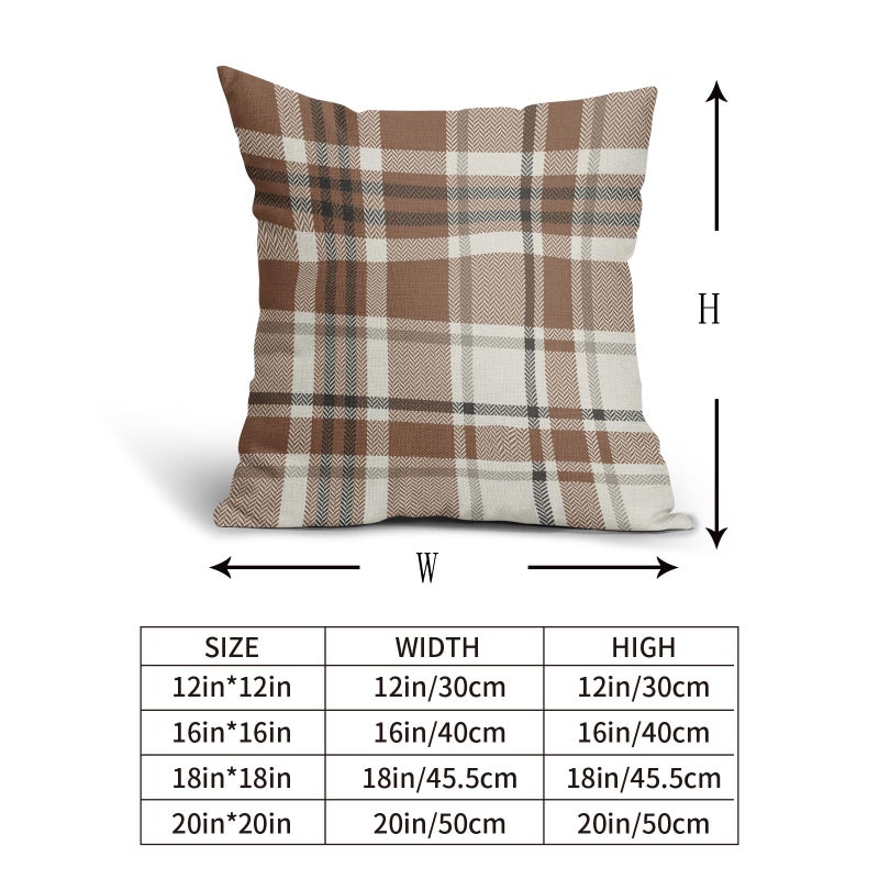 Aytipun Brown Buffalo Plaid Pillow Covers 18x18 Set of 2 Checkered Tartan Decorative Pillowcases Christmas Holiday Seasonal Outdoor Neutral Rustic Farmhouse Throw Cushion Case Decor for Couch Sofa Bed - Image 5