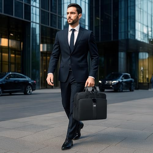 ICON The Neo Breifcase 13L | Premium Polyester, Fits 15.6" Laptops | Luggage Sleeve, Padded Laptop Compartment, Water-Resistant & Unisex Laptop Bag (Black) - Image 2