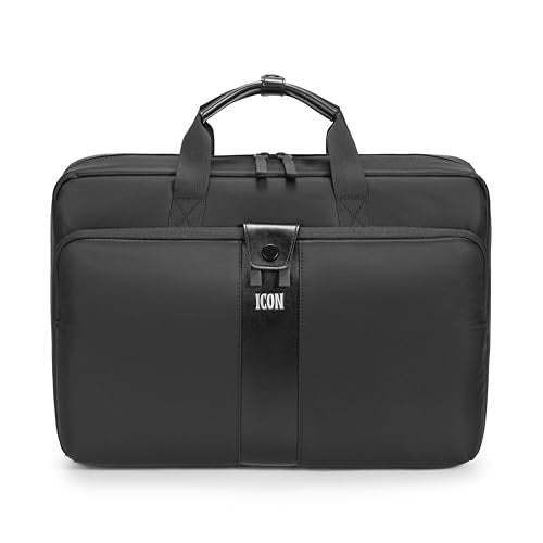 ICON The Neo Breifcase 13L | Premium Polyester, Fits 15.6" Laptops | Luggage Sleeve, Padded Laptop Compartment, Water-Resistant & Unisex Laptop Bag (Black) - Image 1