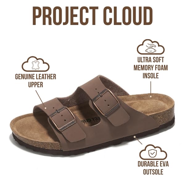 Project Cloud Genuine Leather Flat Sandals Women 2025 Beach Essentials Womens Sandals Memory Foam Vacation Essentials Slides for Women Footwear (Venita, Tan, 9) - Image 2