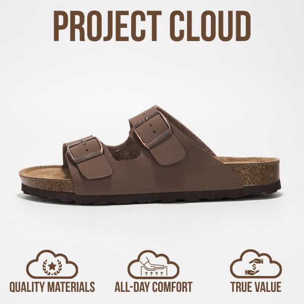 Project Cloud Genuine Leather Flat Sandals Women 2025 Beach Essentials Womens Sandals Memory Foam Vacation Essentials Slides for Women Footwear (Venita, Tan, 9) - Image 3