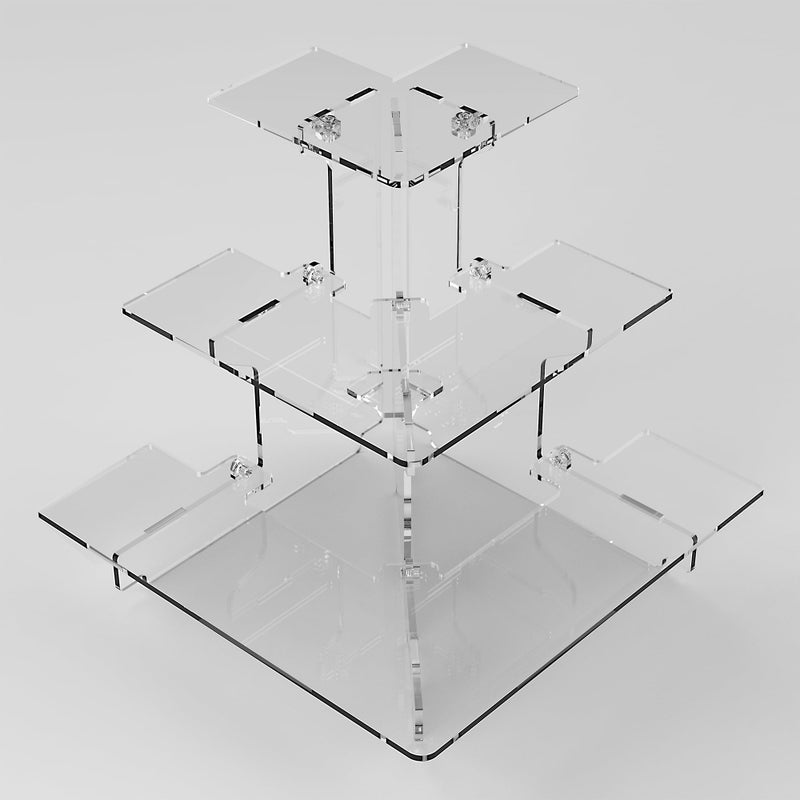 ACOMPATIBLE Acrylic Riser Display Shelf for Amiibo Funko POP FiguresPerfume  Cologne Organizer3 Tier Cupcake Stand Desserts HolderCrystals Collectibles Decoration on Tabletop LShaped Display Platform 