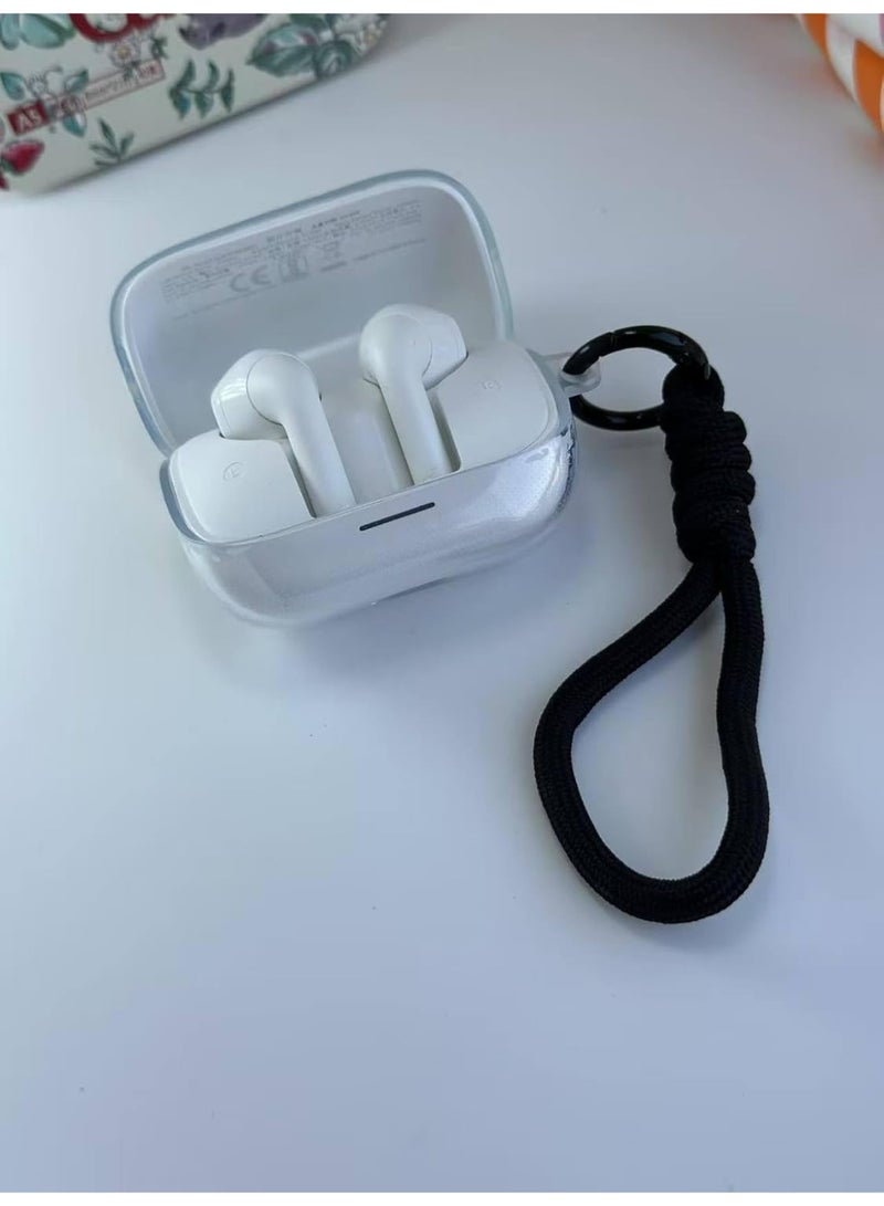 Clear Silicone Case for Soundcore Anker K20i Case With Rope,Cover, Protective Skin Compitable with k20i Wireless Headphones Headset (Clear with Rope) (EARBUDS NOT INCLUDED) (Black Black) - Image 2