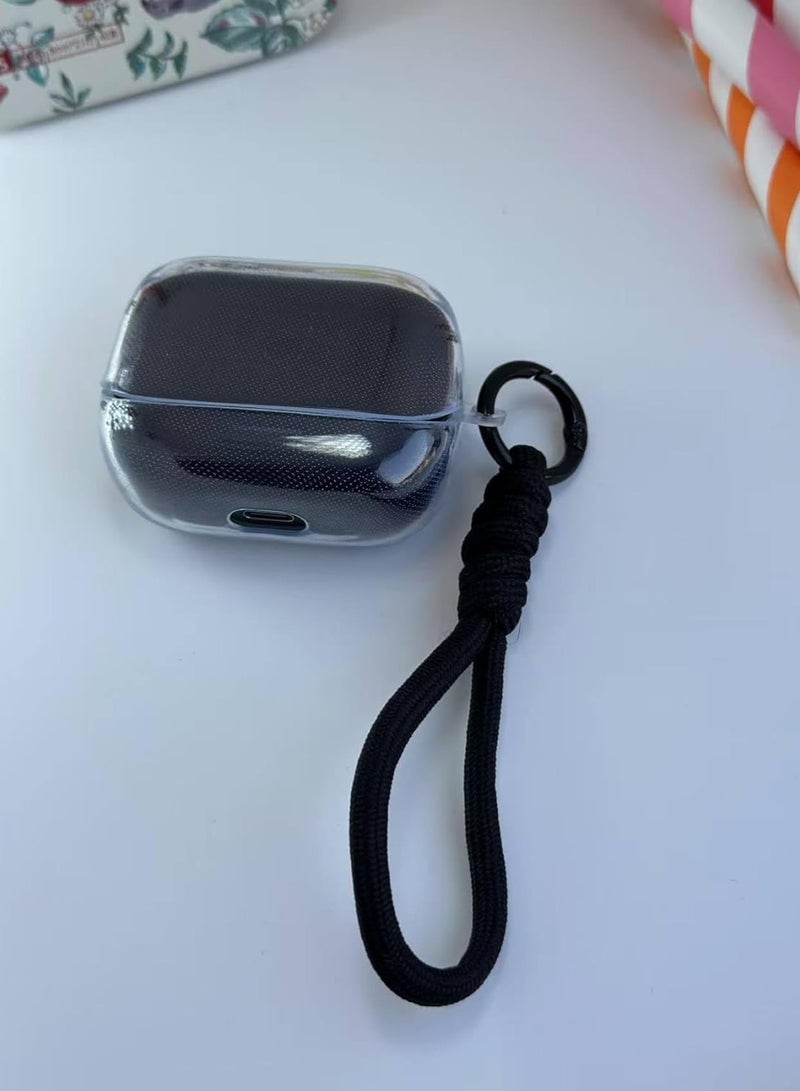 Clear Silicone Case for Soundcore Anker K20i Case With Rope,Cover, Protective Skin Compitable with k20i Wireless Headphones Headset (Clear with Rope) (EARBUDS NOT INCLUDED) (Black Black) - Image 1