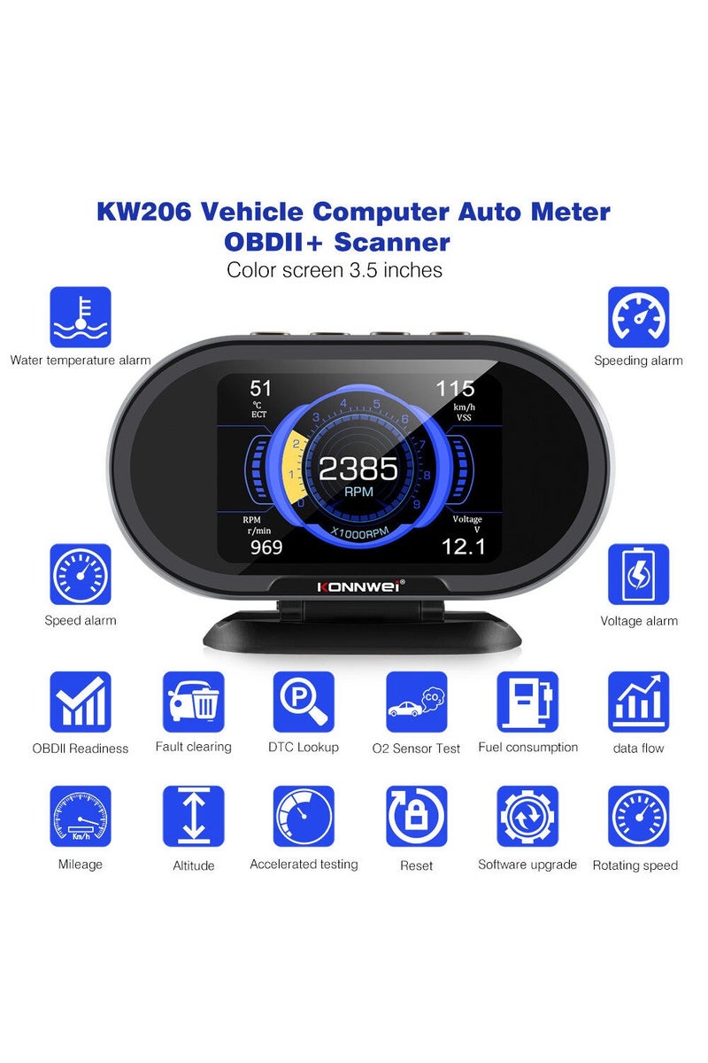 Konnwei Car Head Up Display OBD2 HUD Digital Meter Gauge All in One Automotive Trip Computer Smart OBD Speedometer Water Temperature Fuel Pressure Tester for All 2003 and Newer Cars  - Image 3