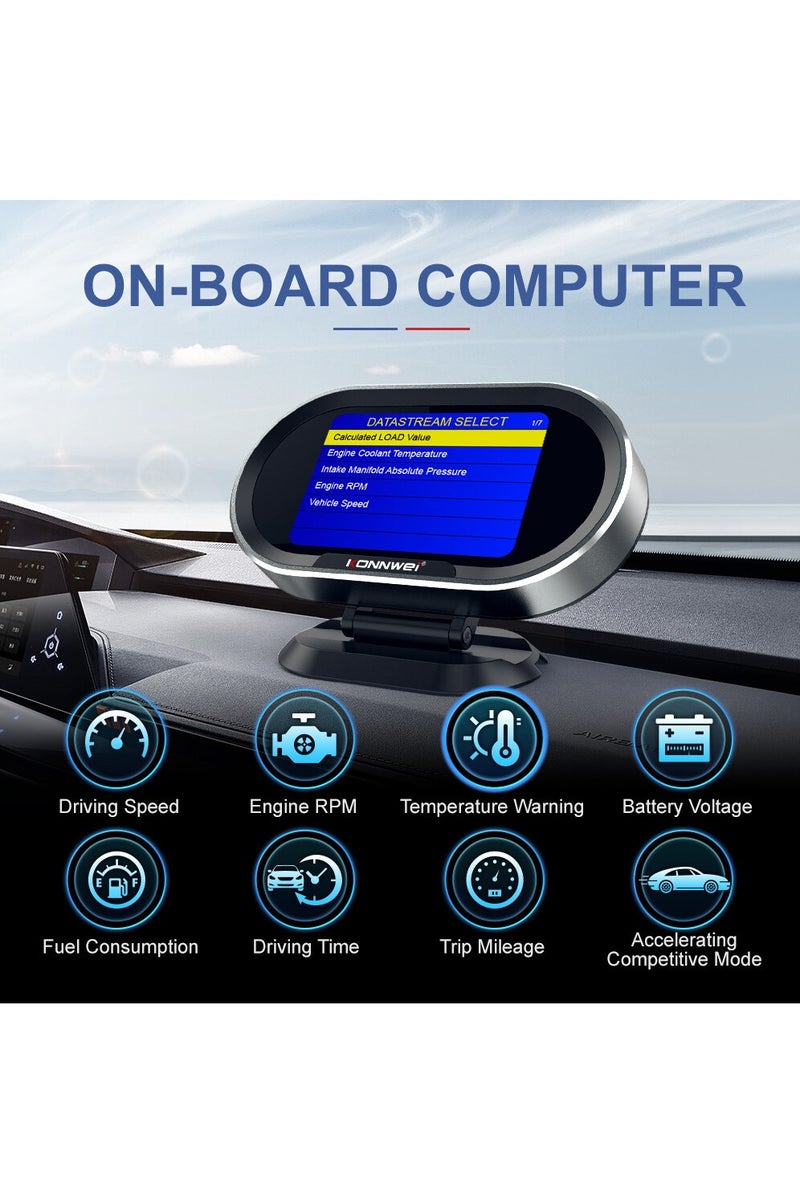 Konnwei Car Head Up Display OBD2 HUD Digital Meter Gauge All in One Automotive Trip Computer Smart OBD Speedometer Water Temperature Fuel Pressure Tester for All 2003 and Newer Cars  - Image 2