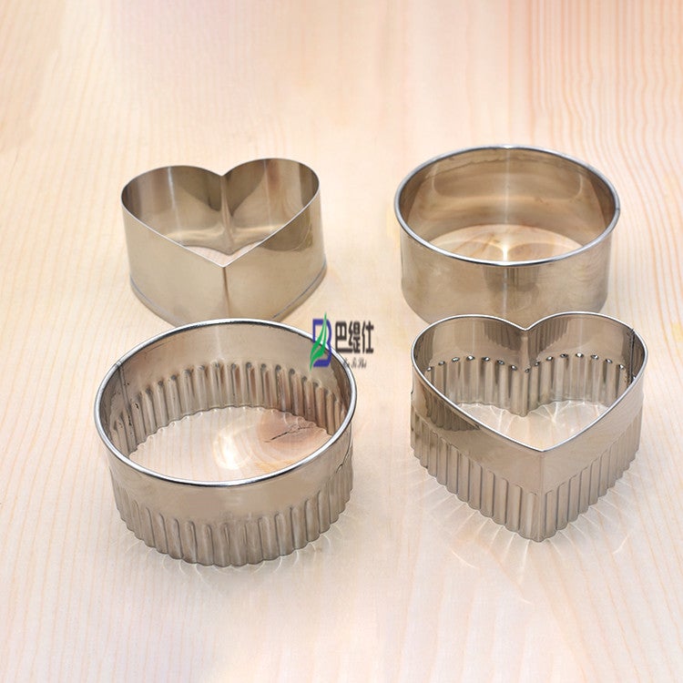 14 Head Heart-Shaped Round Light Grade Mousse Ring Egg Tart Dumpling Wrapper Biscuit Cake Stainless Steel Cutting Mold Set Baking - Image 5