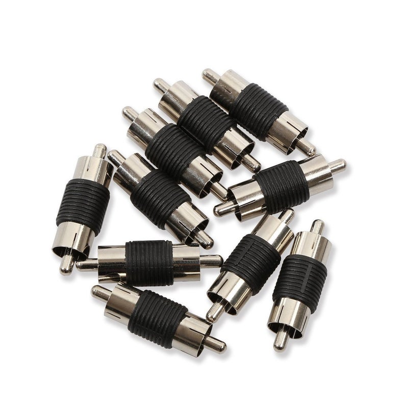 ELECTOP 10 Pack Audio Video Nickel RCA Male to Male RCA Coupler Adapter Connector, for Phono,Speaker,RCA Cable,Amplifier - Image 1