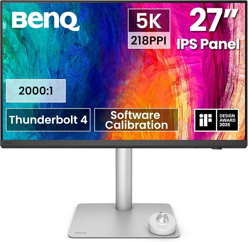 بين كيو PD2730S 27” 5K Monitor, 90W Thunderbolt 4, 218 PPI, 98% P3, 2000:1 Contrast, Nano Matte Panel, Daisy Chain, KVM, Height Adjustable, Mac-Compatible, for 3D Artists, VFX Animators, Game Designers | 98% P3, 2000:1 Contrast, Nano Matte Panel, Daisy Chain, KVM, Height Adjustable, for 3D Artist, VFX Animator, & Game Designer Silver - Image 1