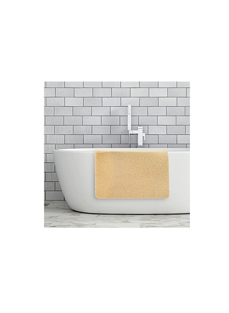 Excefore حصيرة استحمام ناعمة ذات قوام، حصيرة دش وحوض استحمام خالية من الفثالات، حصائر مريحة غير قابلة للانزلاق مع فتحة تصريف، حصائر لوفة حمام PVC لمناطق رطبة، تجفيف سريع (بيج) - Image 3