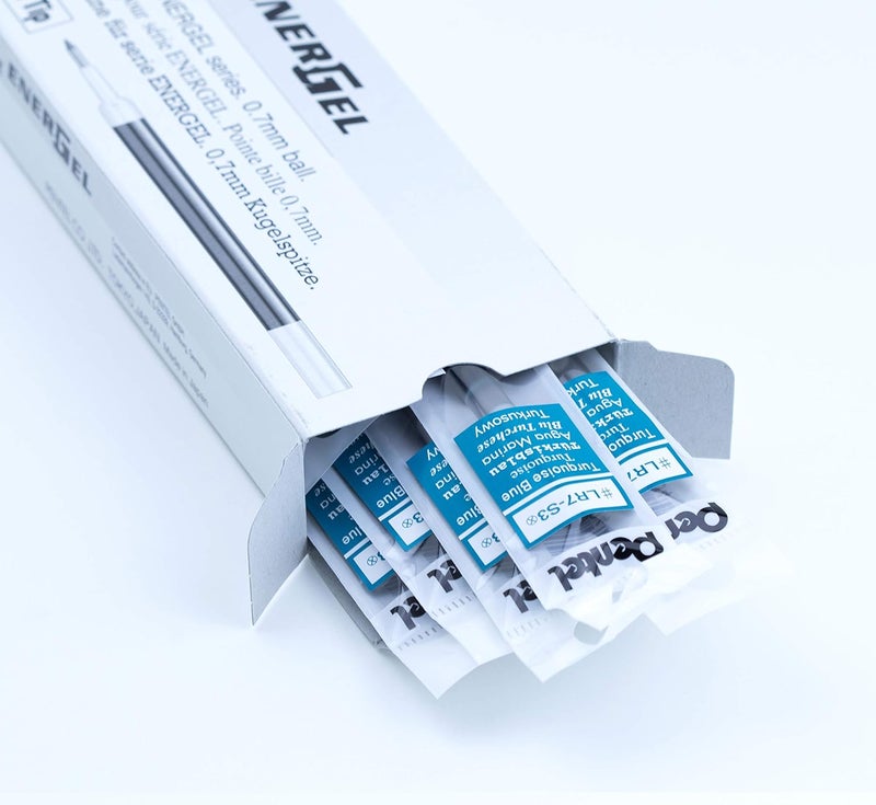 Pentel Refill Ink for EnerGel RTX Retractable Gel Pen, 12 Pack, 0.7mm, Medium Point, Turquoise Blue (LR7-S3) - Image 2