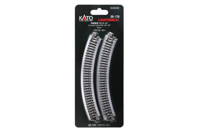 Kato USA Model Train Products Unitrack, 216mm (8 9/16") Radius 45-Degree Curve Track (4-Piece) - Image 4