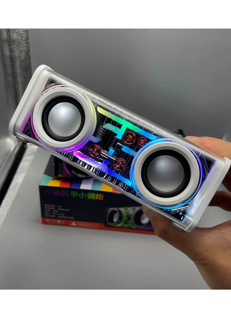 V8 Transparent Mecha Speakers Bluetooth Wireless Double Bass Diaphragm Subwoofer Music TWS RGB Light Loudspeaker  - Image 2