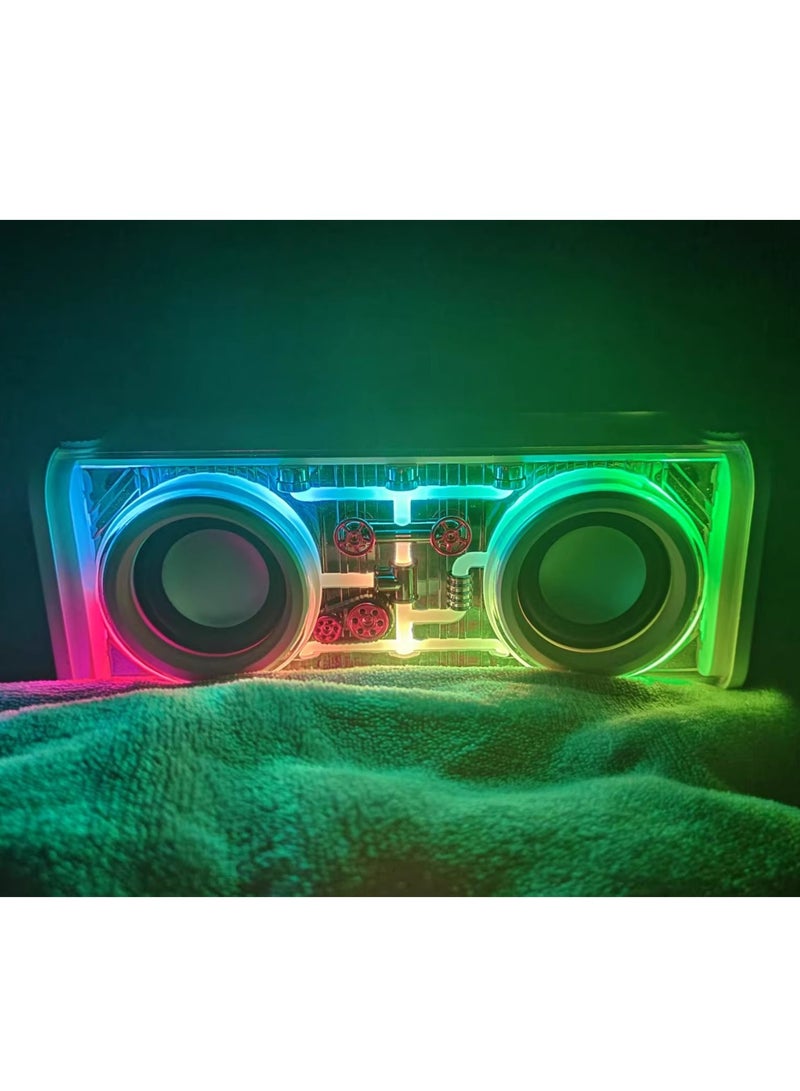 V8 Transparent Mecha Speakers Bluetooth Wireless Double Bass Diaphragm Subwoofer Music TWS RGB Light Loudspeaker  - Image 4