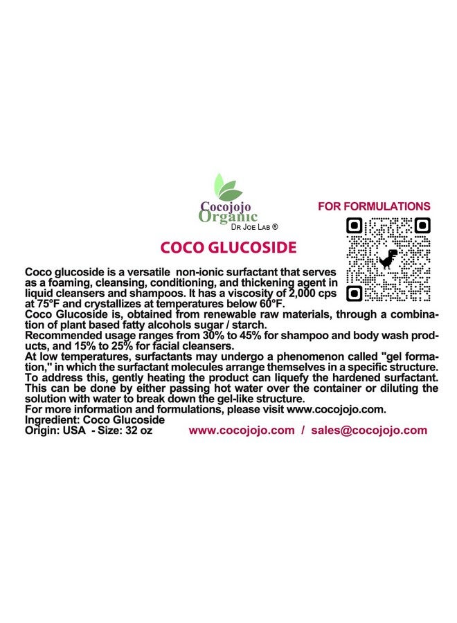 Dr Joe Lab Coco Glucoside Surfactant 32 Oz Foaming Cleanser Plant Derived Biodegradable Formulations & Diy Skin Care Shower Gels Body Soap Shampoos Bath Face Packaging May Vary - Image 2