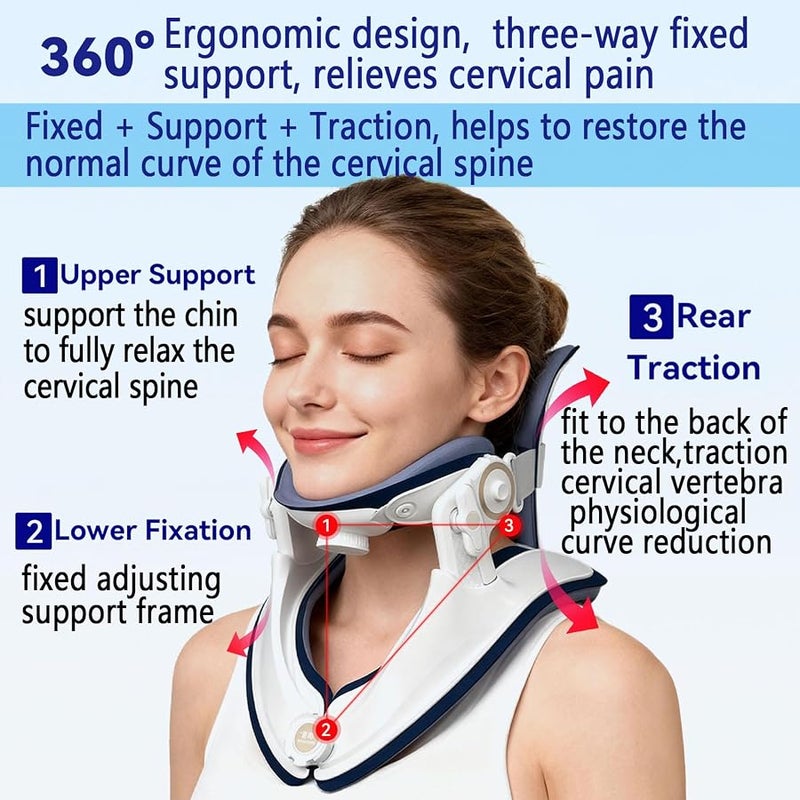 BANGCHEN Neck Stretcher Cervical Traction Device Neck Support Braces Lightweight Adjustable for Neck Pain Relief Decompression and Revive Cervical Spine Easy to Use for Home Office Travel Ergonomic Design - Image 4