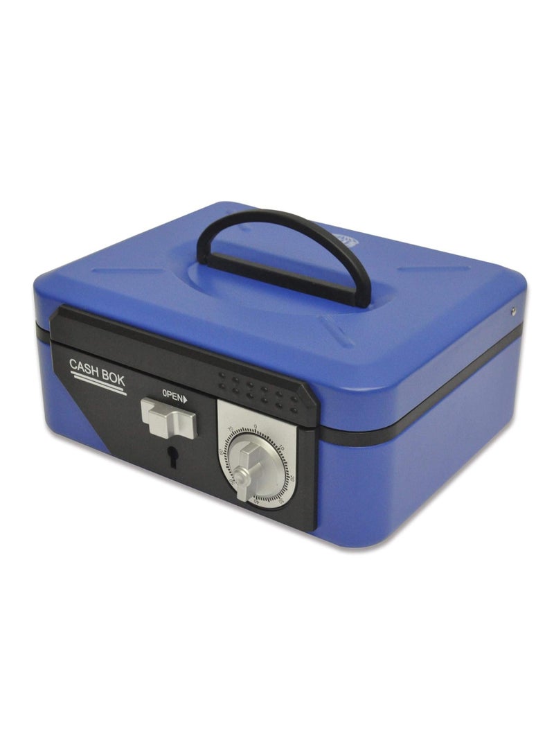 FIS صندوق نقدي من فئة FIS بلون أزرق فولاذي مع قفل برقم/مفتاح، 200 × 160 × 85 مم، حجم قفل 8 إنش - FSCPTS1033CBL - Image 1