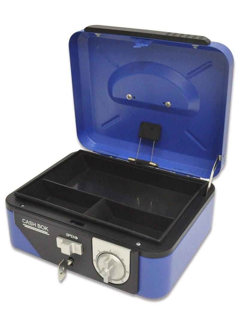 FIS صندوق نقدي من فئة FIS بلون أزرق فولاذي مع قفل برقم/مفتاح، 200 × 160 × 85 مم، حجم قفل 8 إنش - FSCPTS1033CBL - Image 2