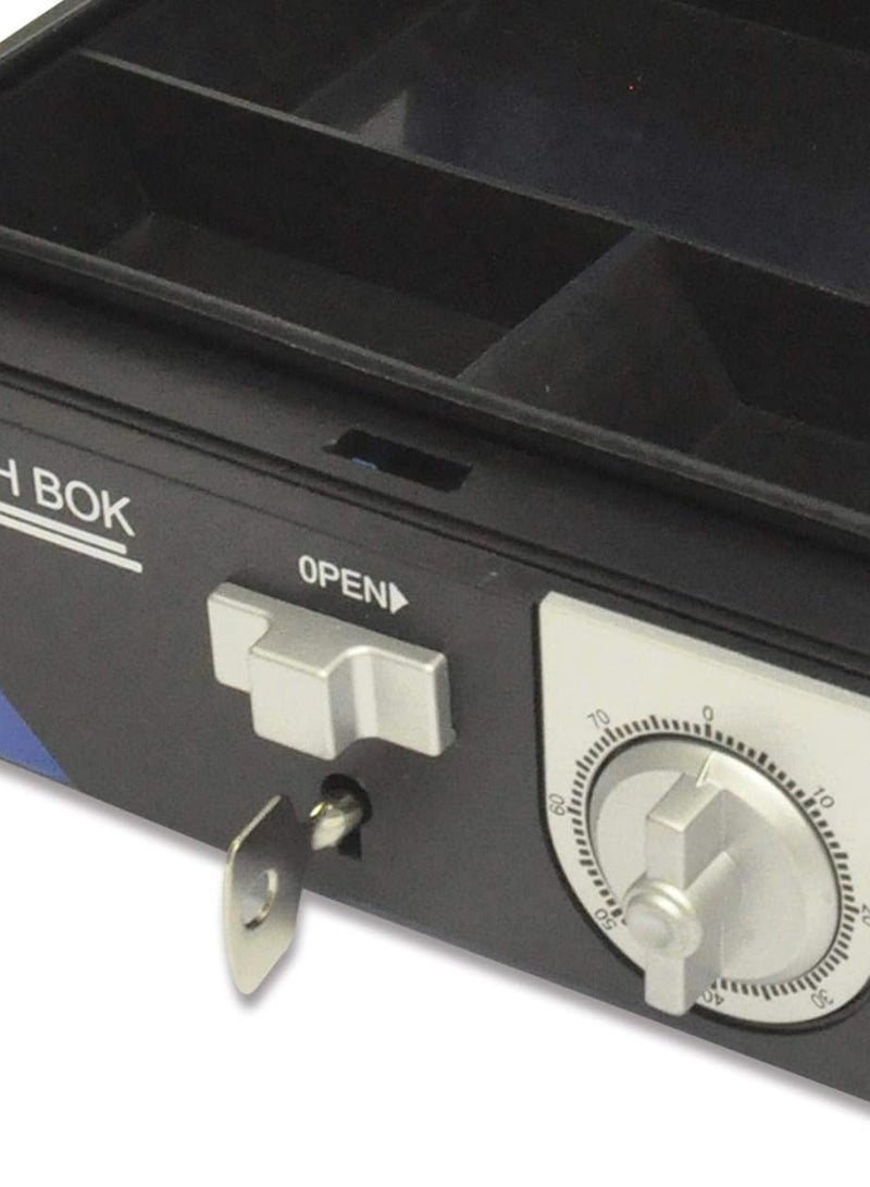 FIS صندوق نقدي من فئة FIS بلون أزرق فولاذي مع قفل برقم/مفتاح، 200 × 160 × 85 مم، حجم قفل 8 إنش - FSCPTS1033CBL - Image 3